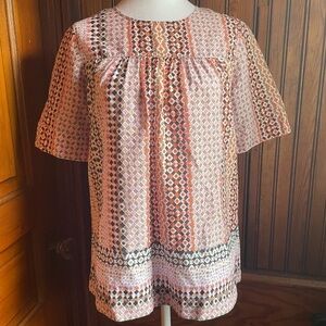 J. Crew Size 2 Kaleidoscope Print Top 100% Cotton